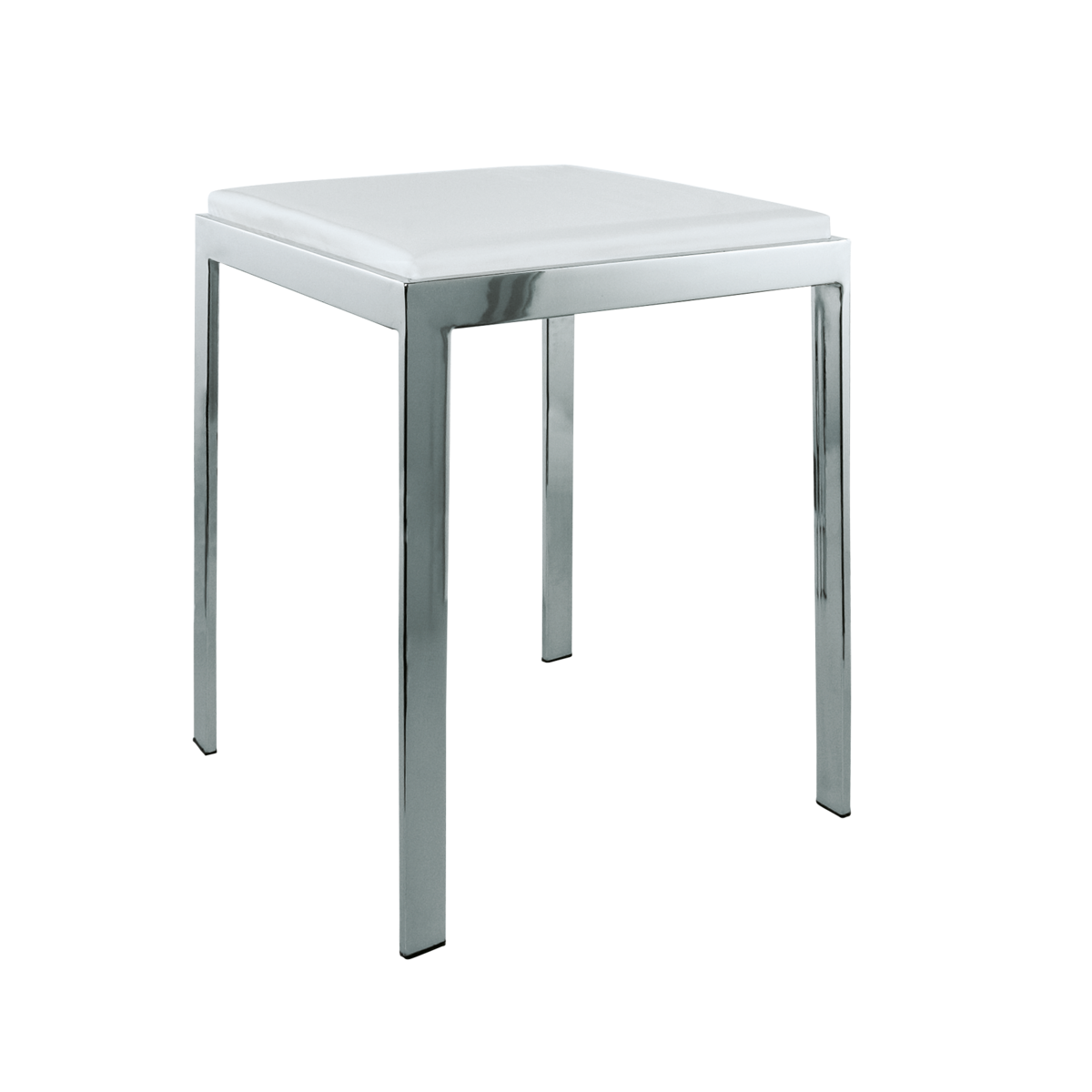 Bathroom stool Zanzibar, square, chrome/white