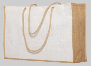 Juta táska, szín: fehér/natúr - 55x36+17cm.