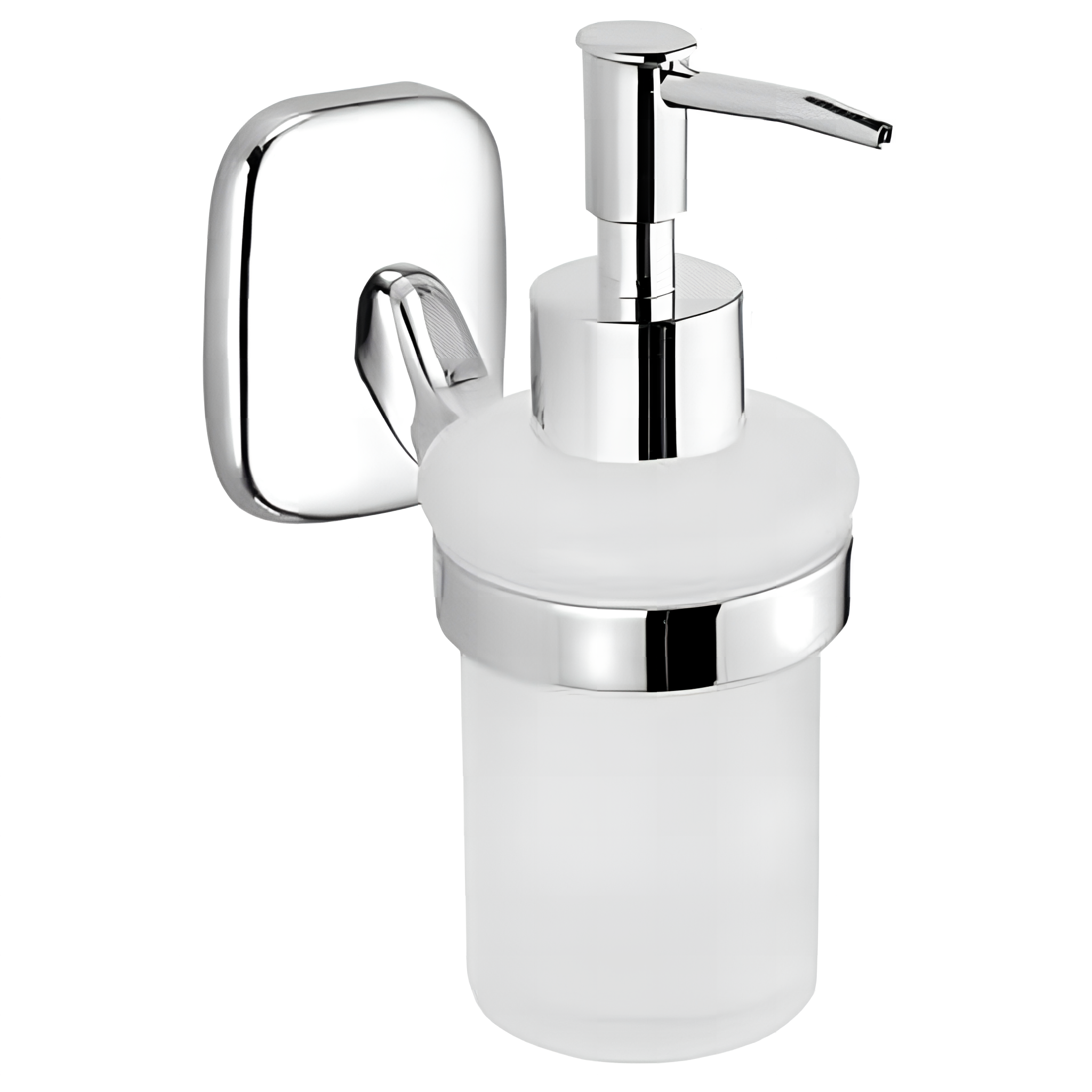 Fali szappanadagoló, tejüveg/króm 70x160x115 mm