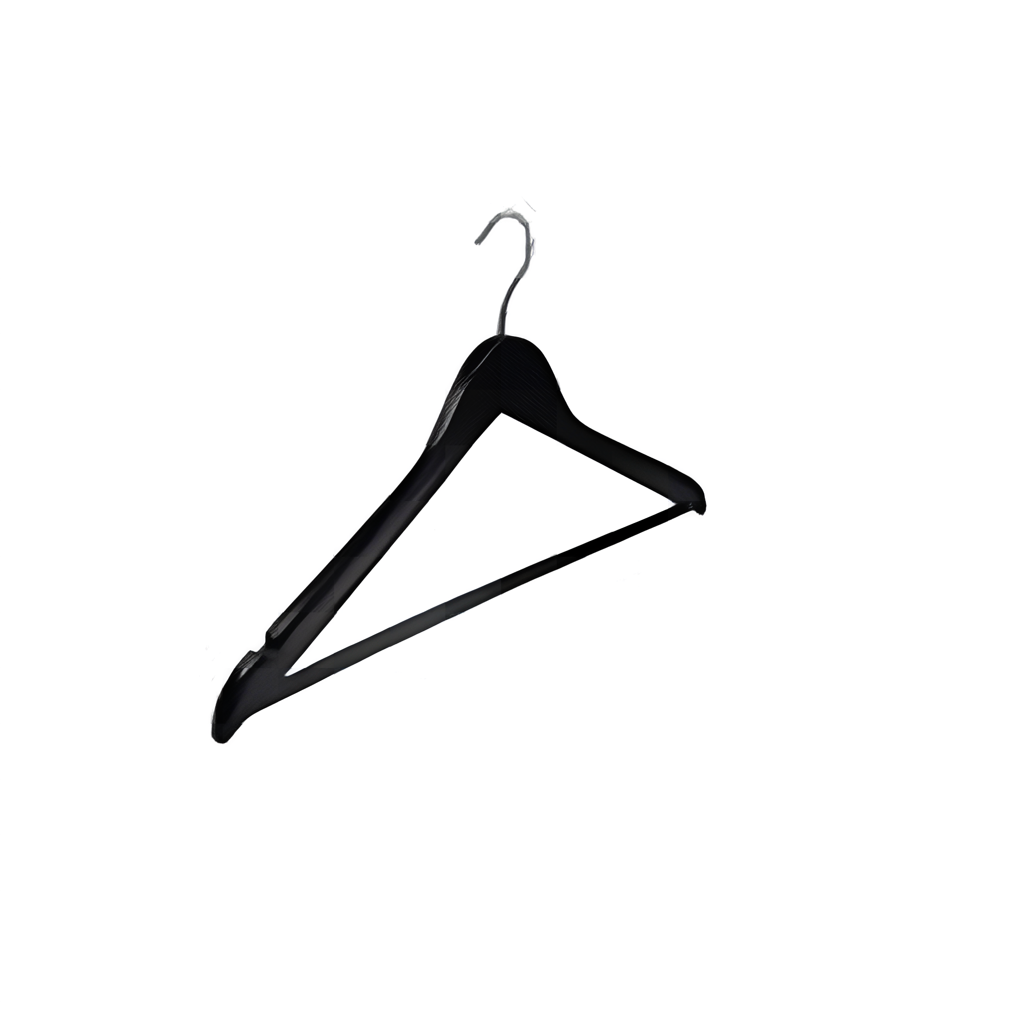 neut. vállfa fa nadrágtartóval kis bevágással a vállon matt fekete 44 cm