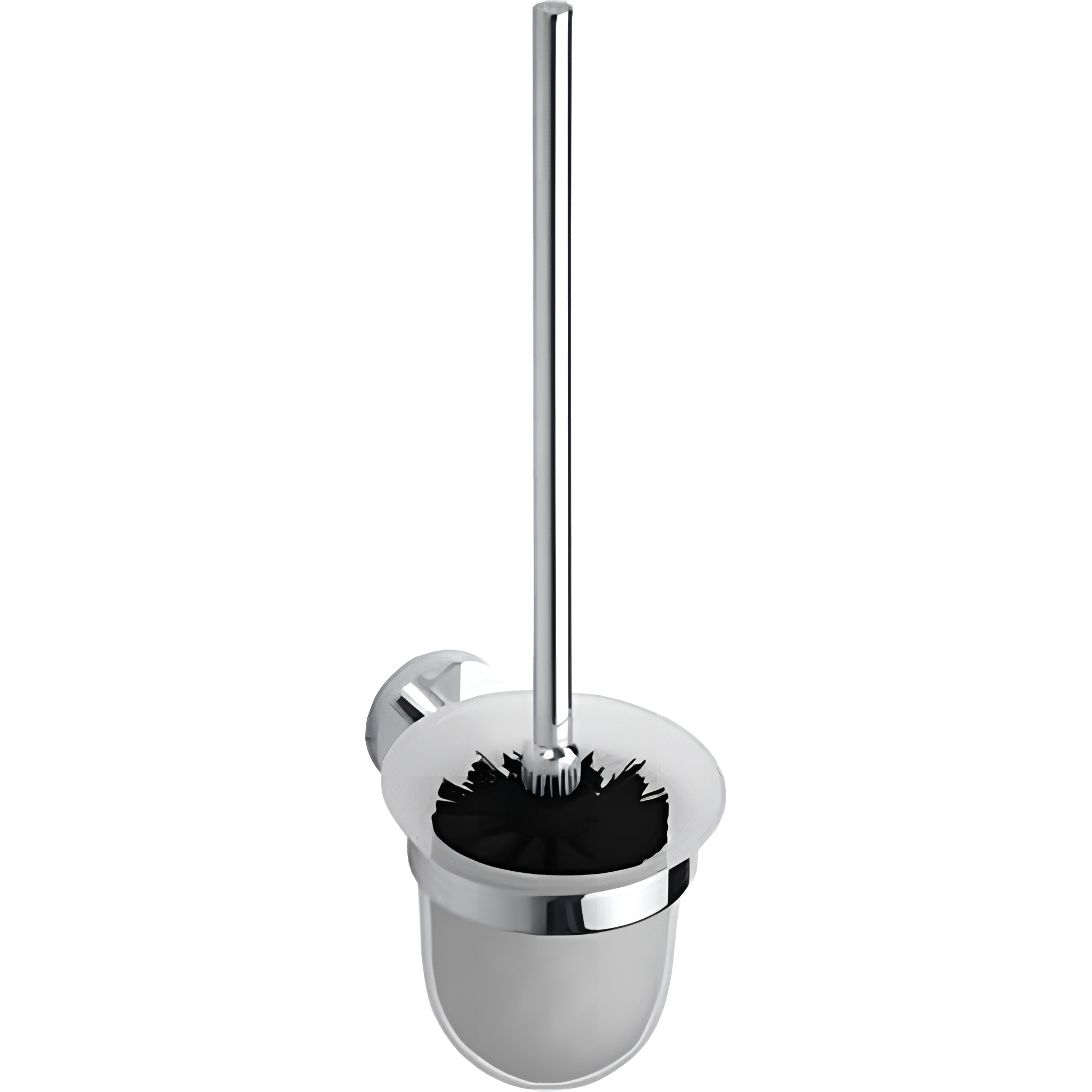 Fali WC kefetartó, üveg, fekete kefe, 95x370x140mm, króm