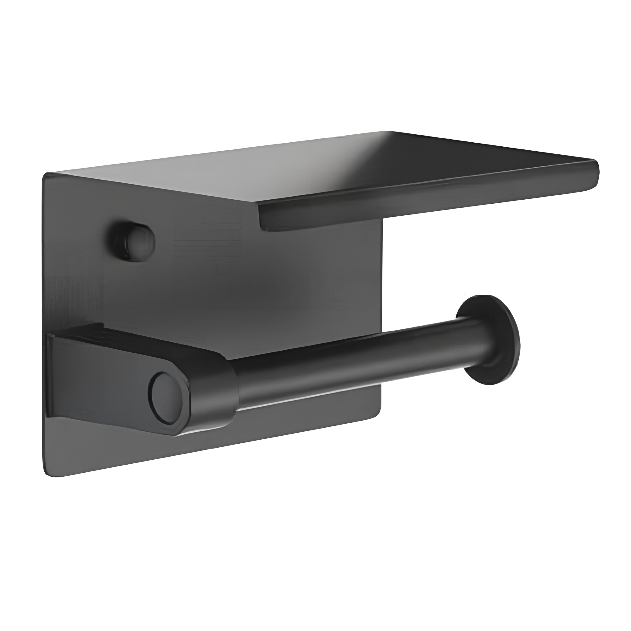 WC papírtartó polccal, 144x96x99 mm matt fekete