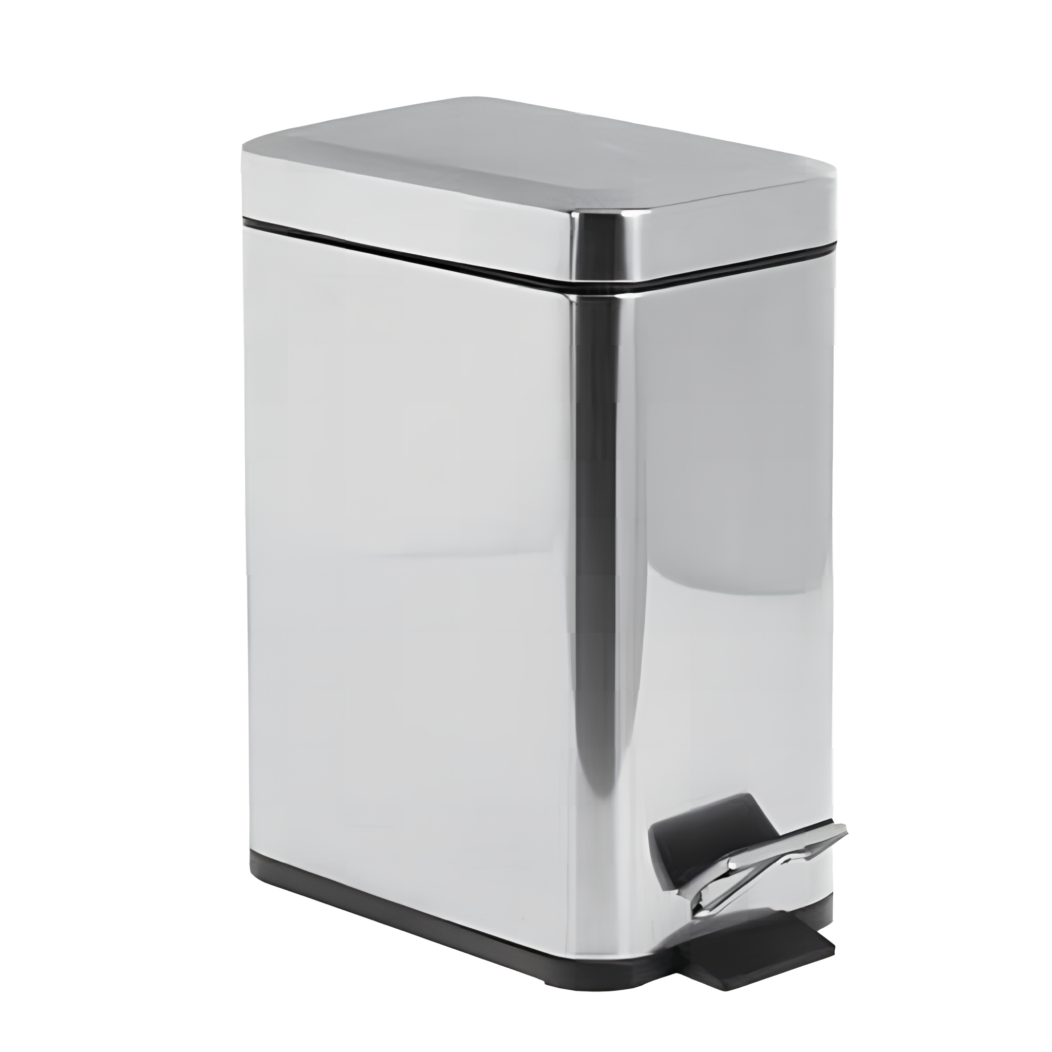 Szögletes szemetes, 140x305x250mm, 5l, fényes inox