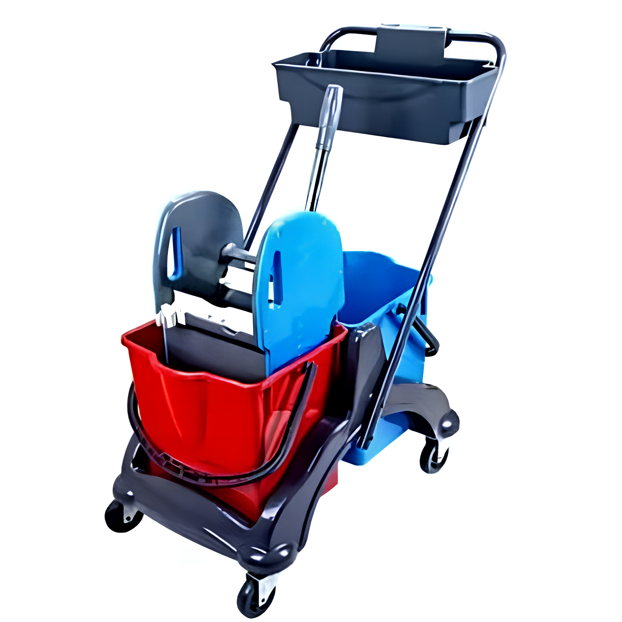 Takarítókocsi, műanyag vázas, 2x18 literes vödörrel