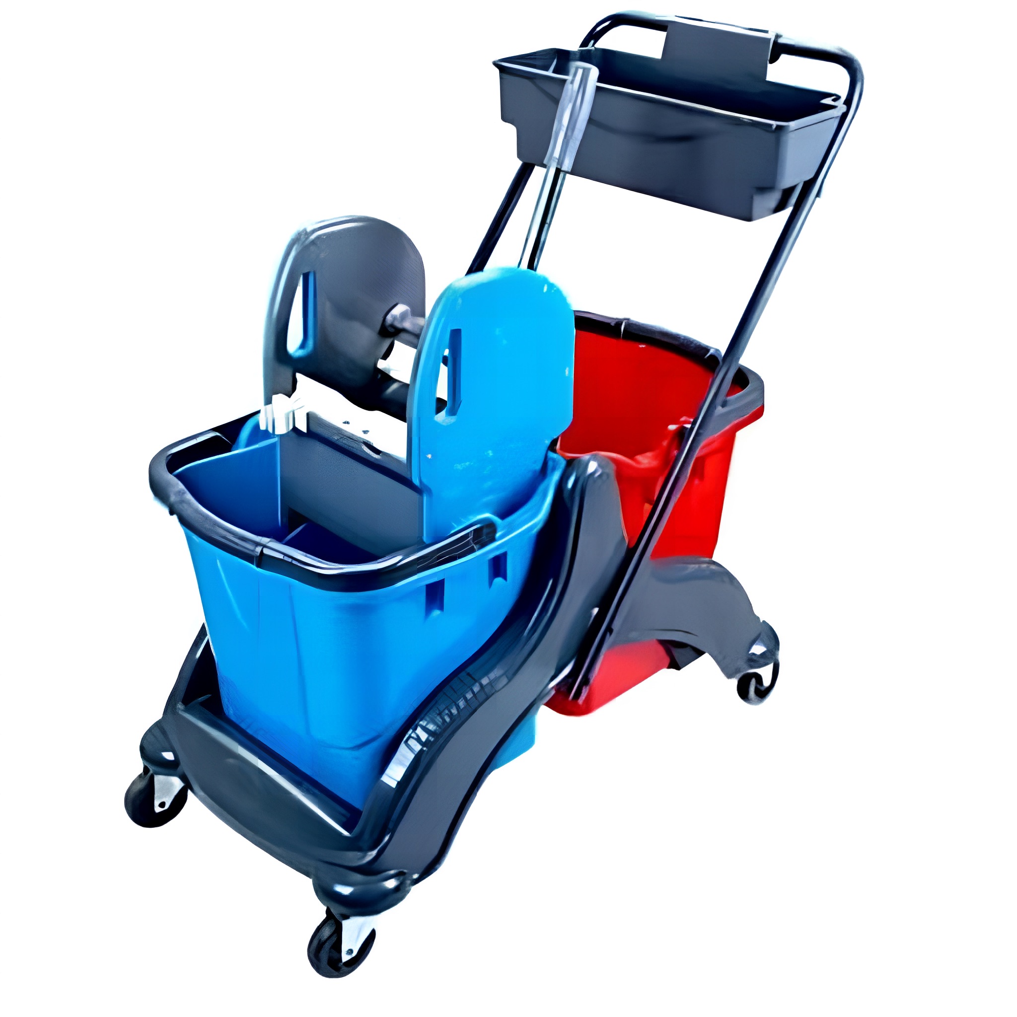 Takarítókocsi, műanyag vázas, 2x25 literes vödörrel