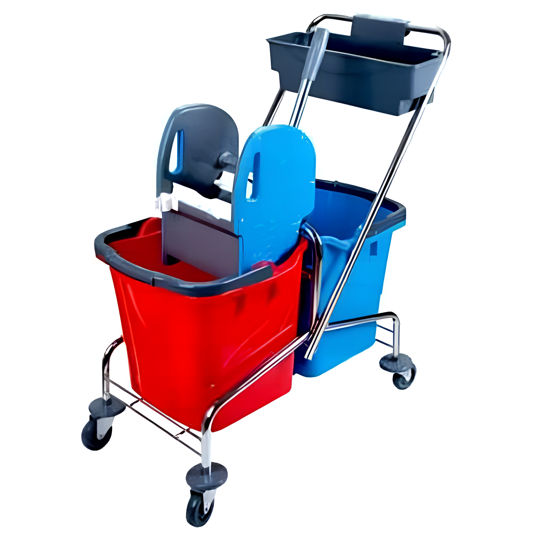 Takarítókocsi, krómvázas, 2x25 literes a vödörrel