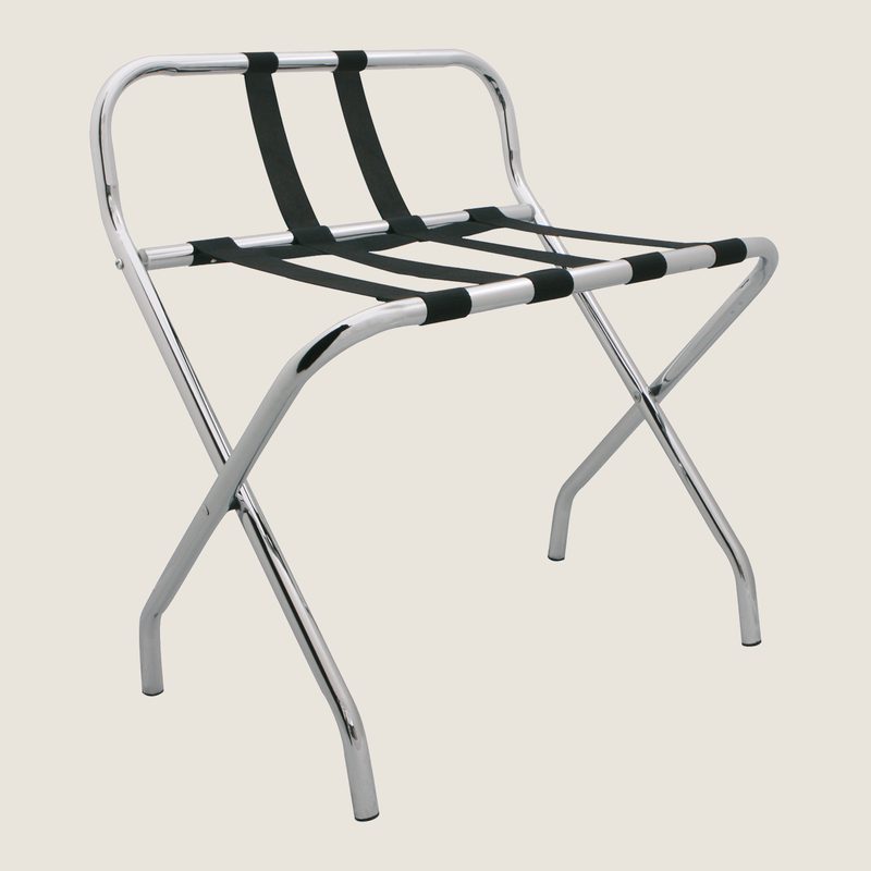Luggage rack with back, chrome finish