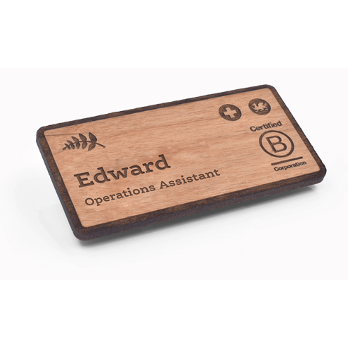 Oak wood name badge 76x32 mm Oak wood name badge 76x32 mm