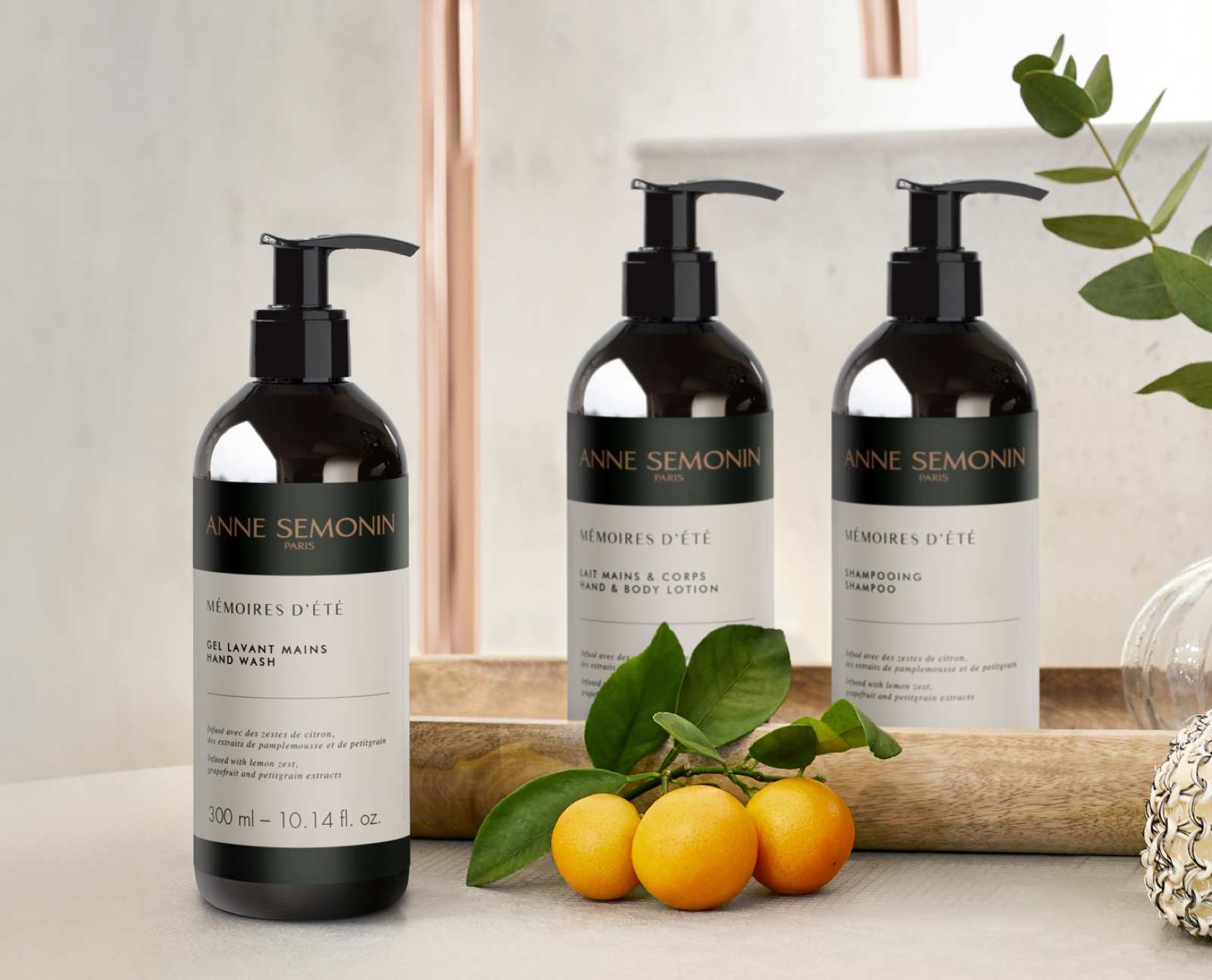 Anne Sémonin 300 ml-es Ecopump adagolók szállodai fürdőszobában