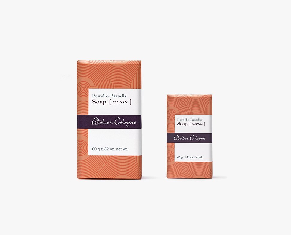 Atelier Cologne 80 és 40 g-os szappanok; balra a 80 g-os kiszerelés