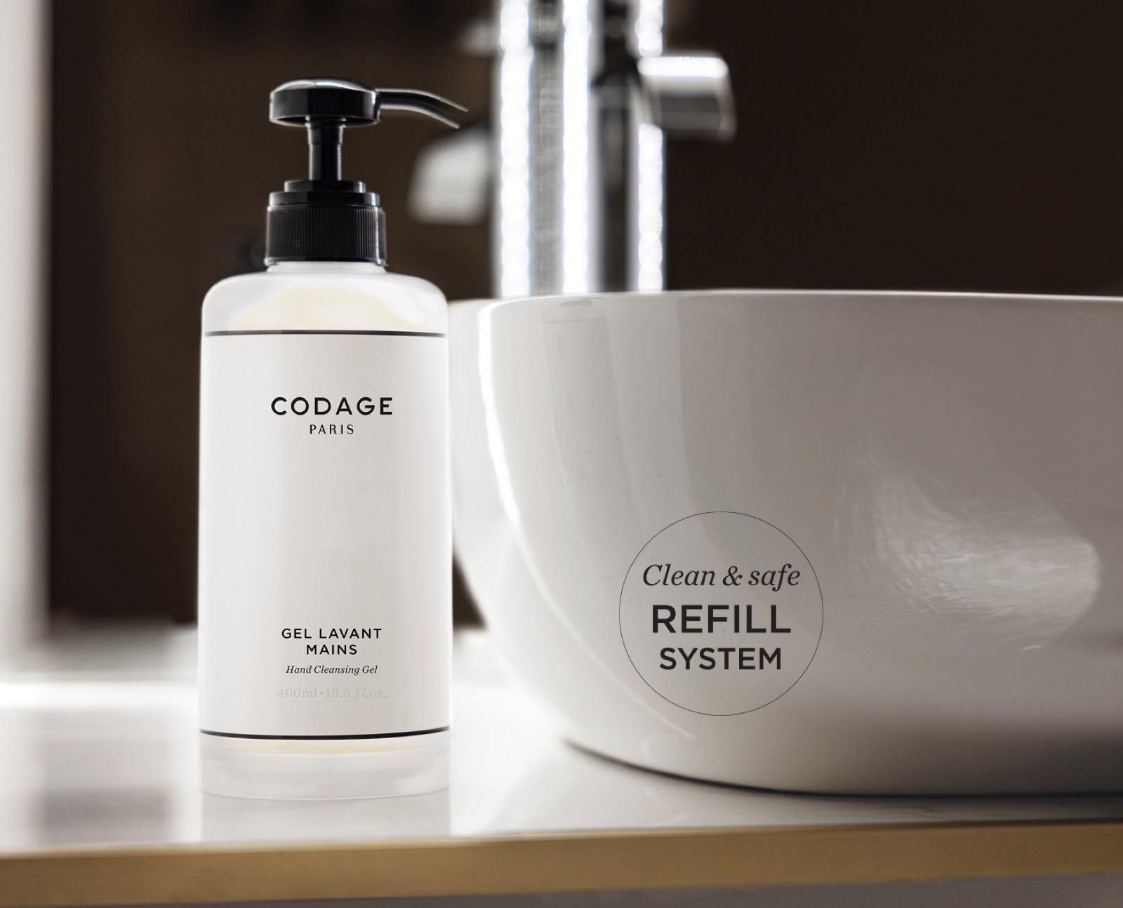 CODAGE 400 ml-es Ecofill rendszer szállodai környezetben