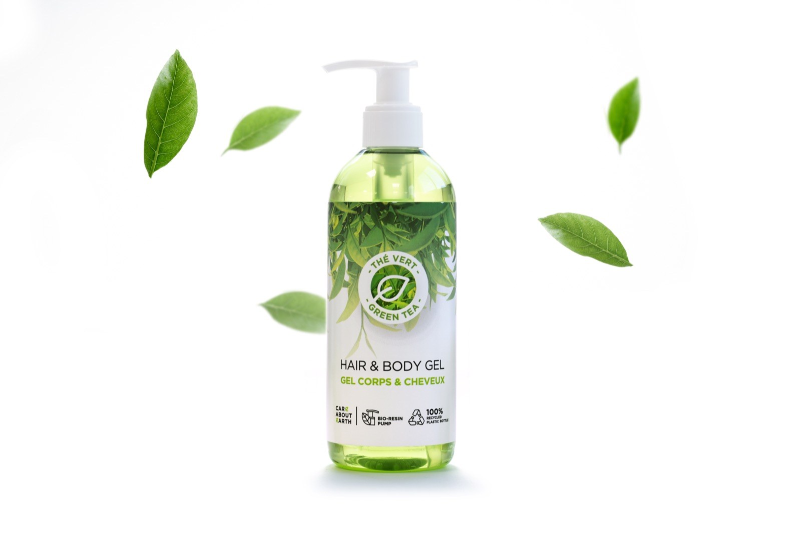 Thé Vert 300 ml-es pumpás haj- és testzselé zöld levelekkel