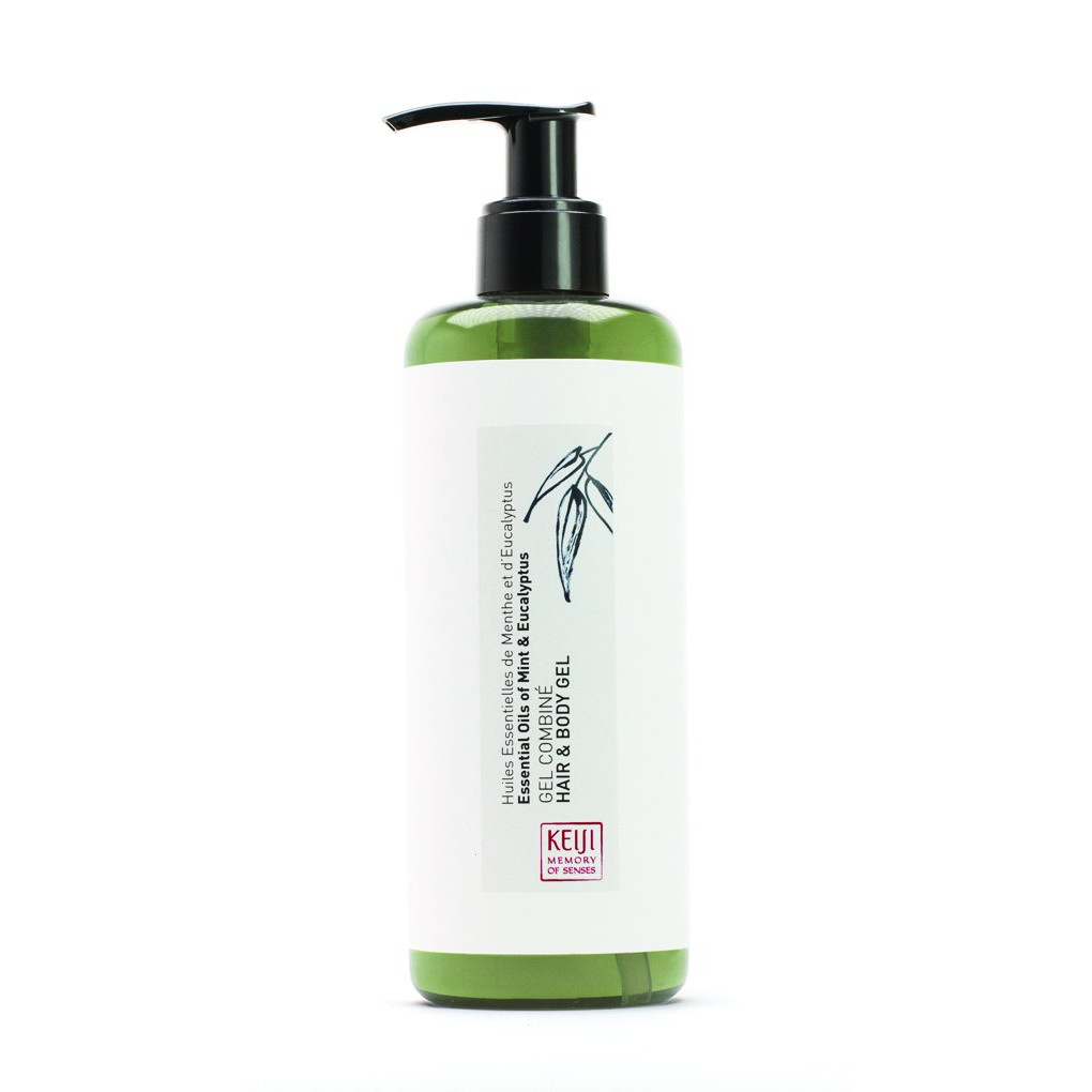 Keiji sampon és tusfürdő 300 ml-es Ecopump adagoló, menta- és eukaliptuszolajjal